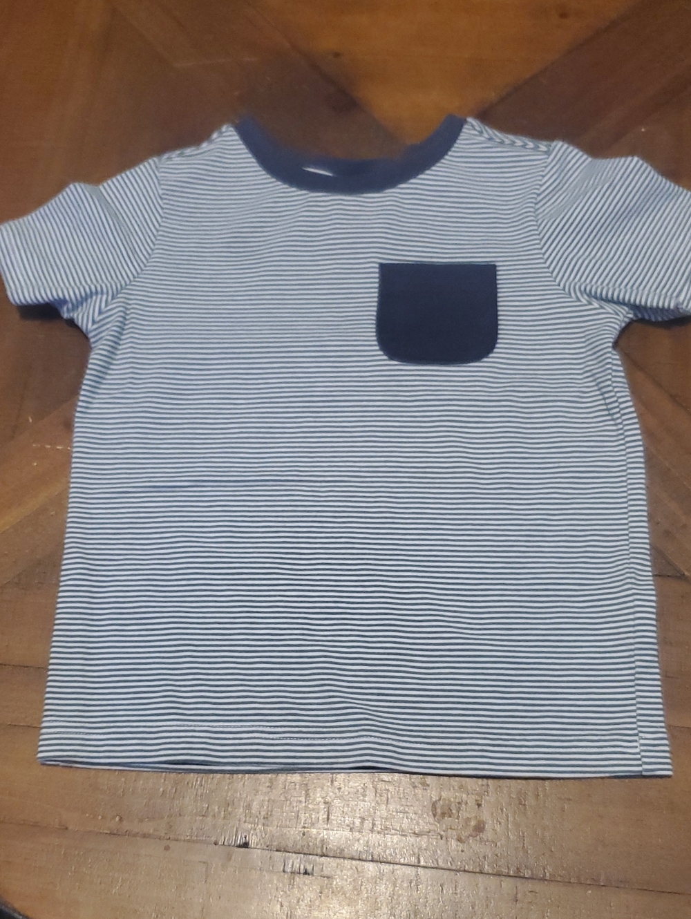 Tommy Bahama Navy and White Striped Short Sleeve Tee with Navy Pocket